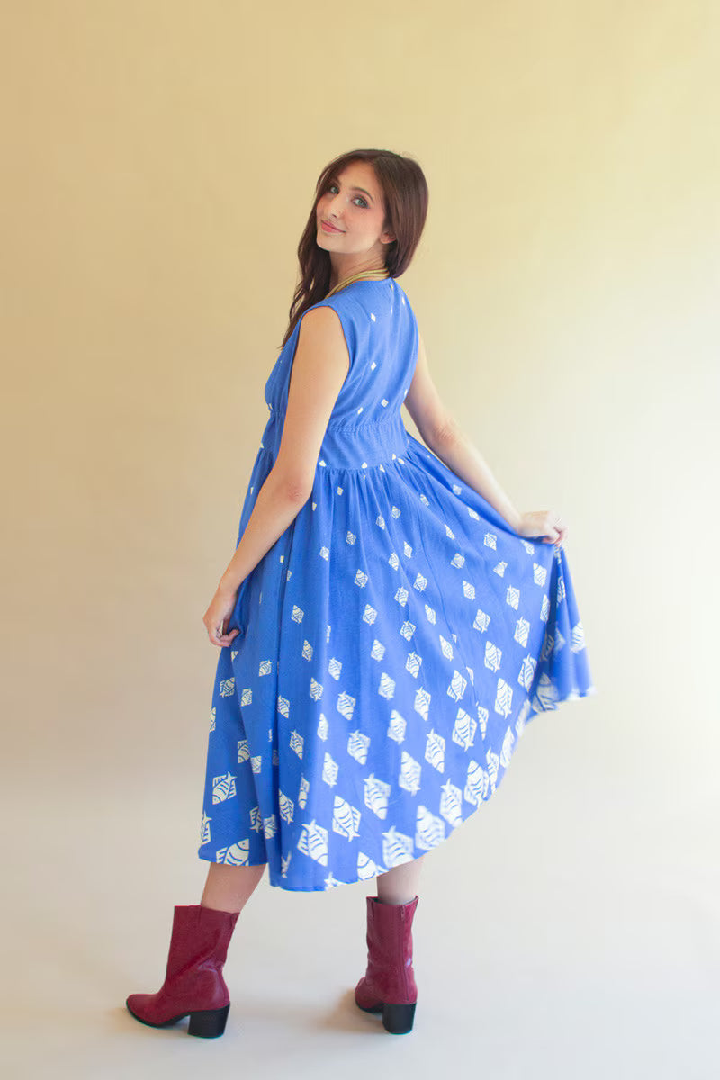 Fish Print Dress with Tie in Front