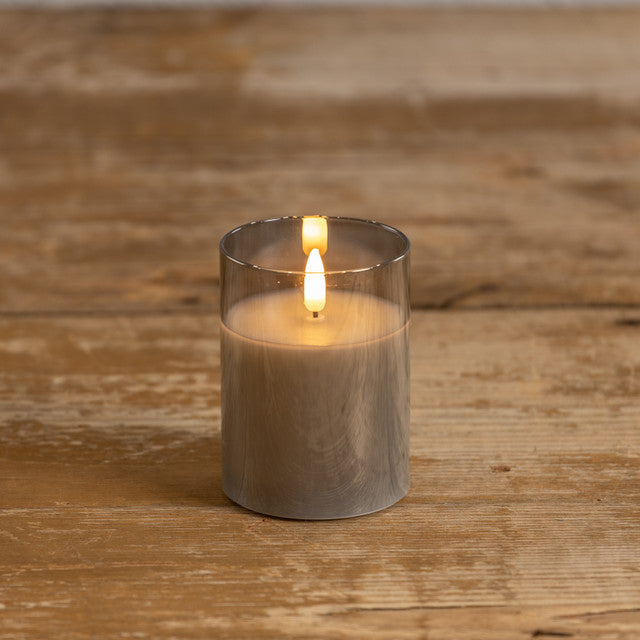 4" Charcoal Glass 3d Flame Candle