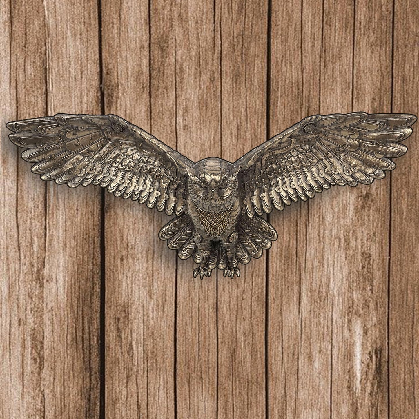 Flying Steampunk Owl Wall Plaque