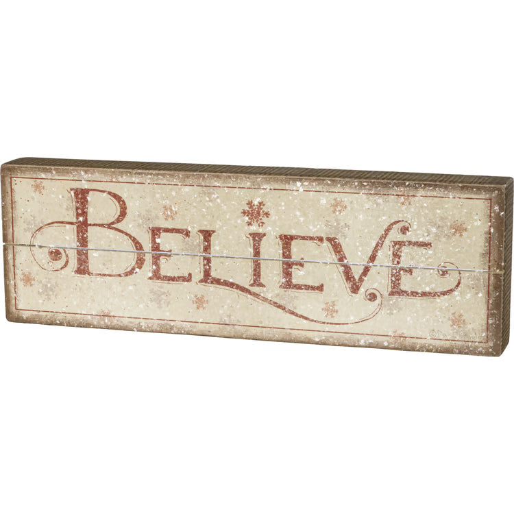Believe Slat Box Sign