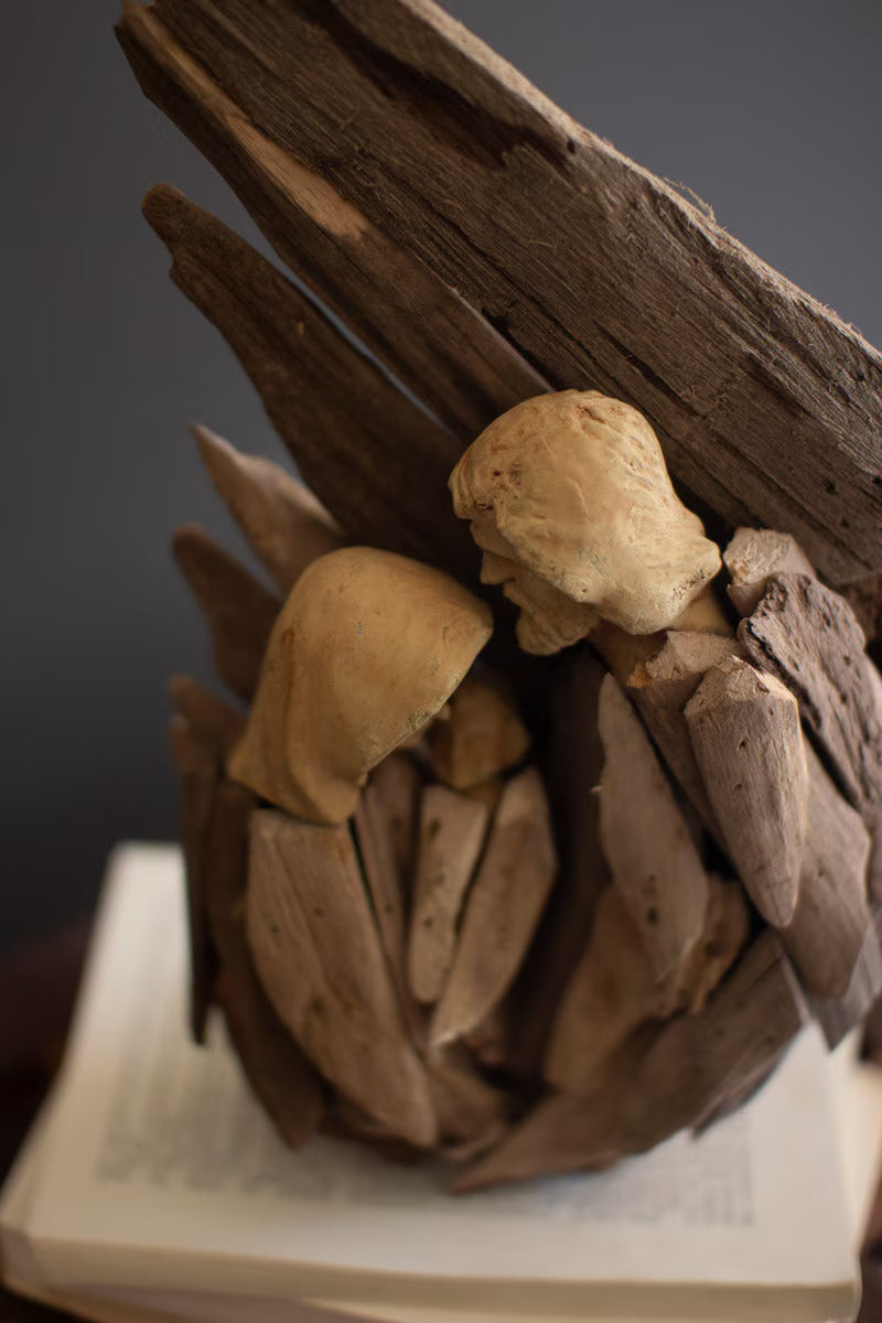 Driftwood Mary, Joseph and Jesus with Wings