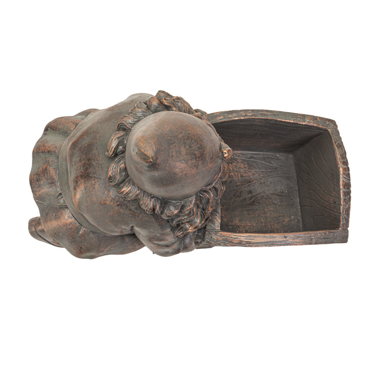 Bronze Gnome With Wheelbarrow Planter