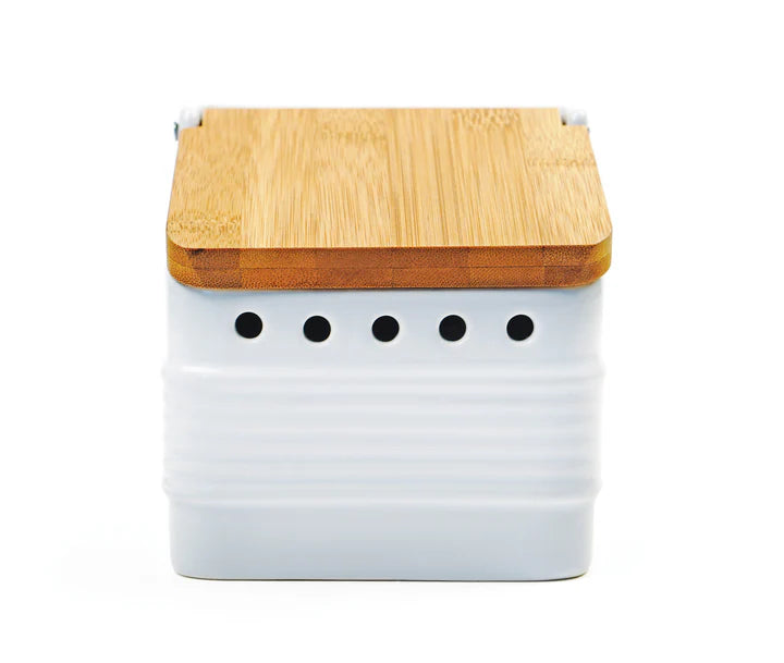 Stoneware Garlic Keeper - White
