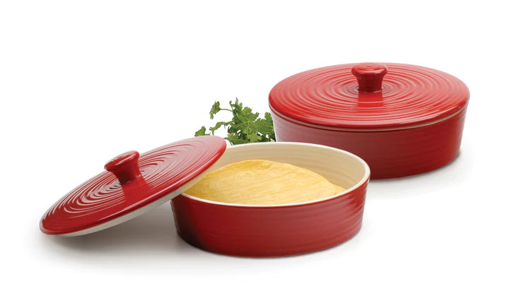 8In Red Tortilla Warmer Stoneware