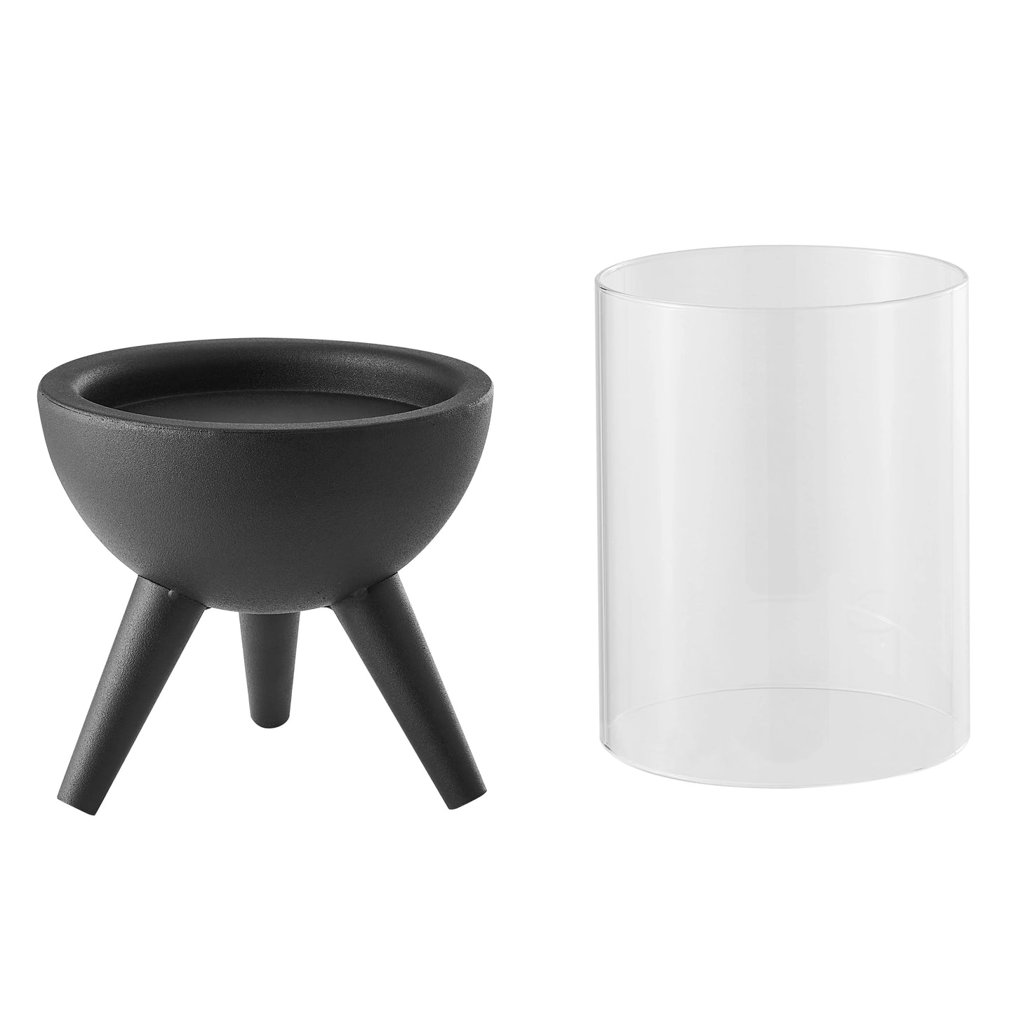 Molta Modern Black Metal Bold Pedestal and Glass Pillar Votive Candle Holder