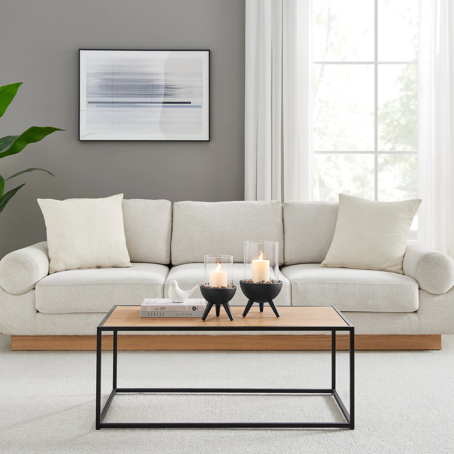 Molta Modern Black Metal Bold Pedestal and Glass Pillar Votive Candle Holder