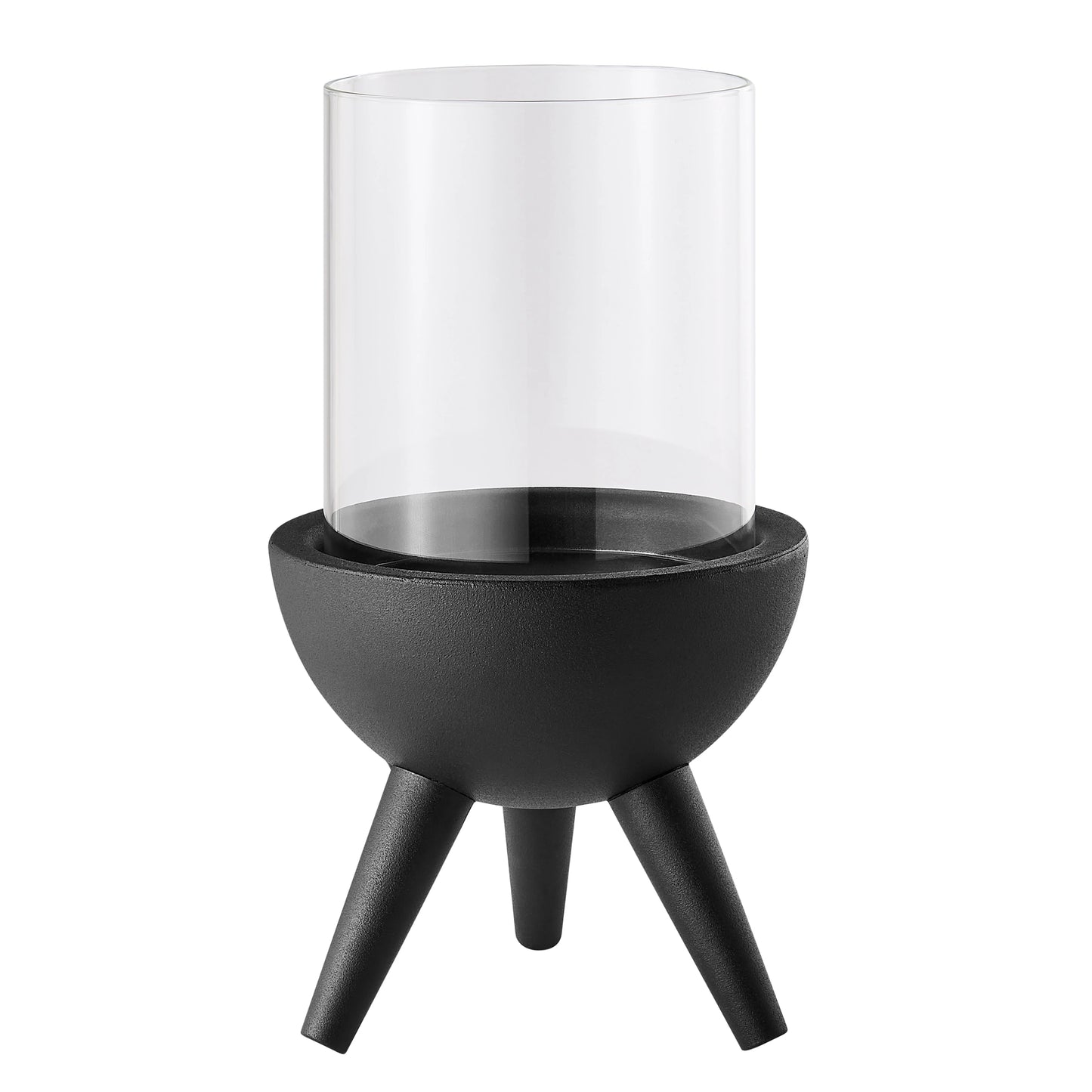 Molta Modern Black Metal Bold Pedestal and Glass Pillar Votive Candle Holder