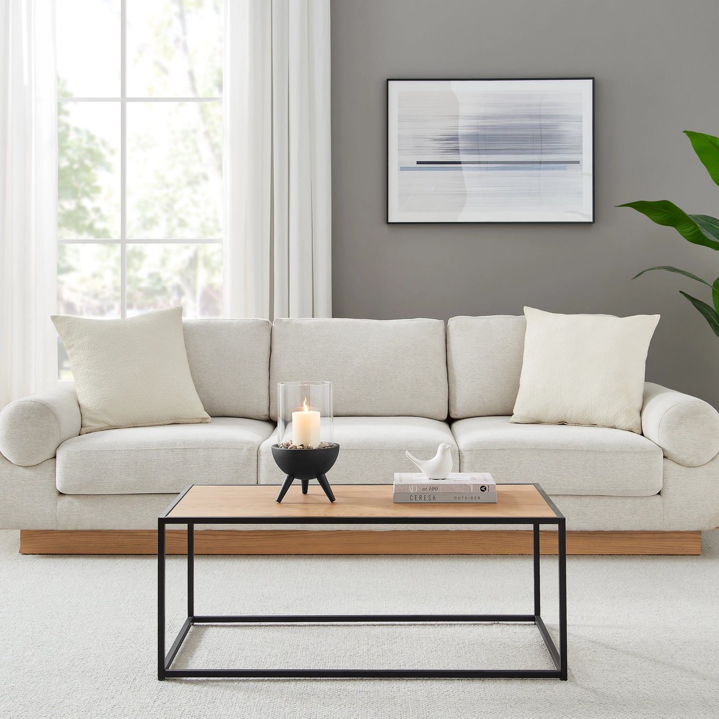 Molta Modern Black Metal Bold Pedestal and Glass Pillar Votive Candle Holder