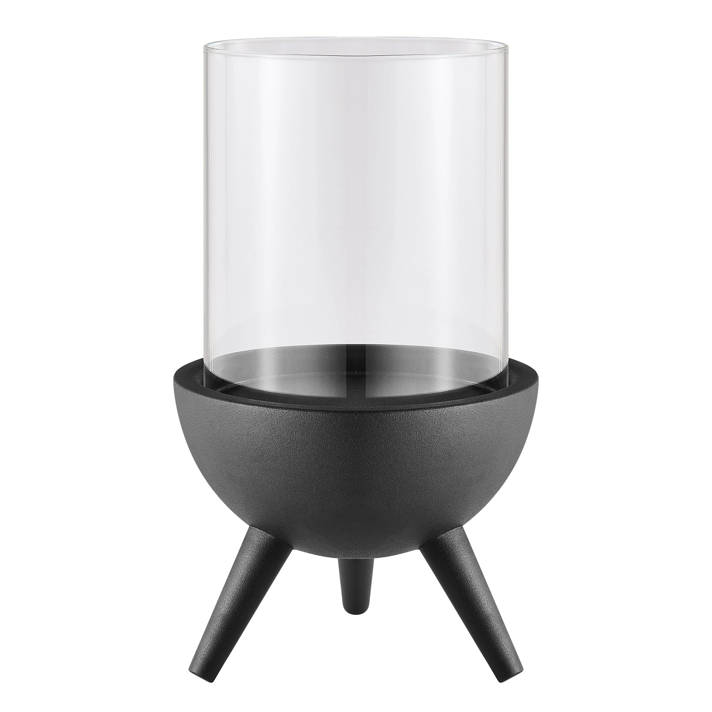 Molta Modern Black Metal Bold Pedestal and Glass Pillar Votive Candle Holder