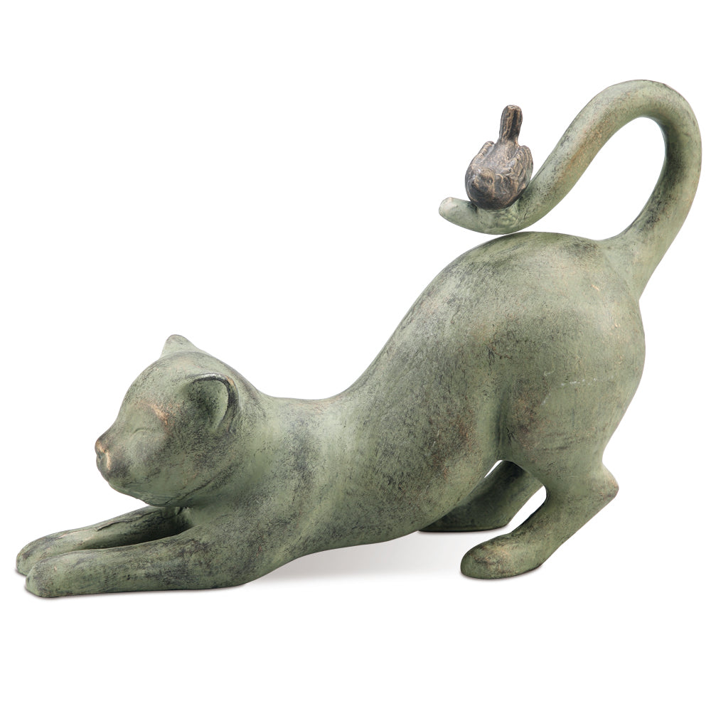 Crouching Cat With Bird