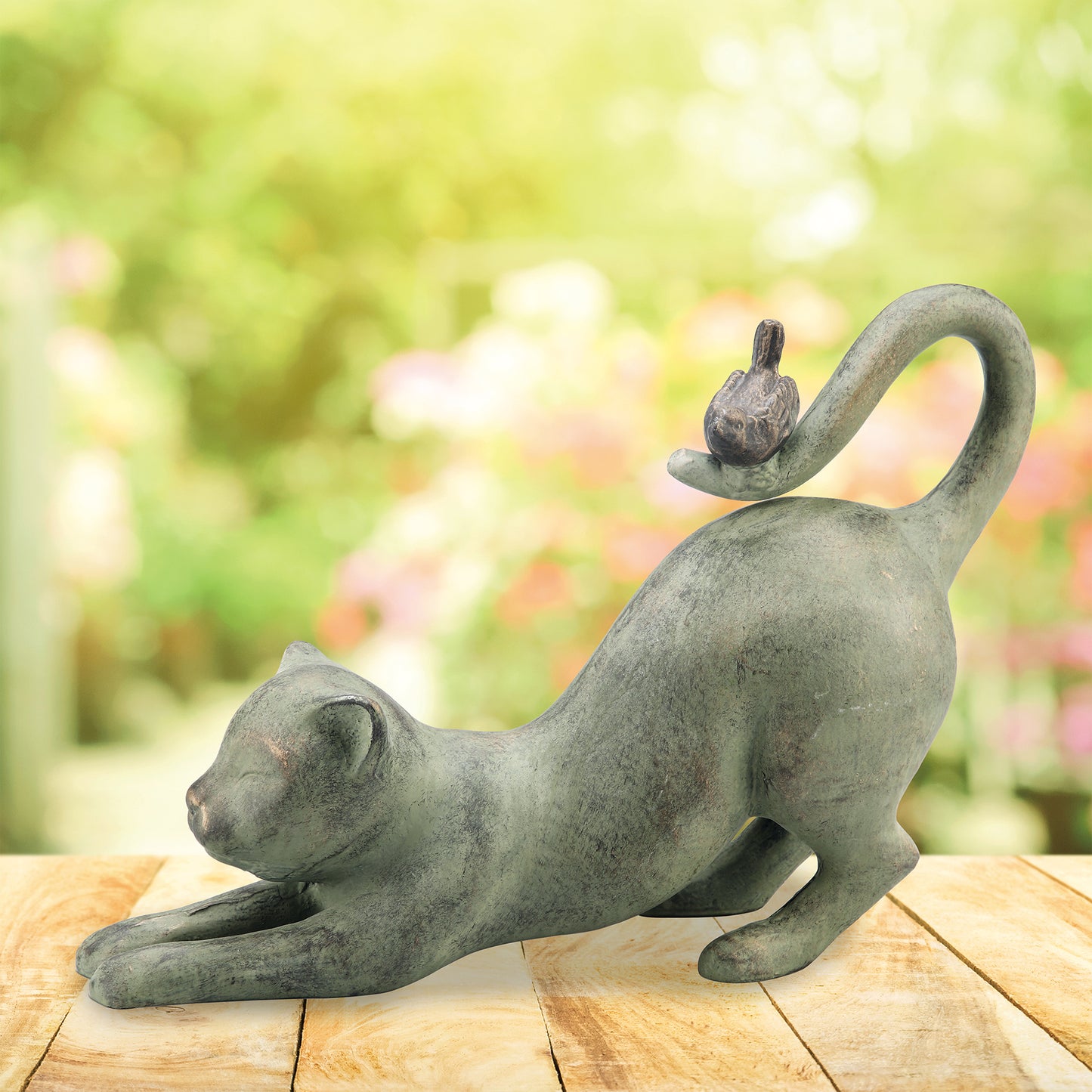 Crouching Cat With Bird