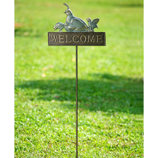 Quail Welcome Sign On Stake