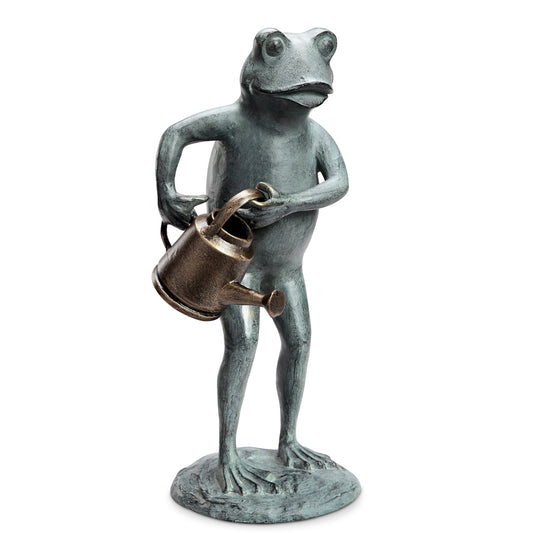 Frog With Watering Can Garden Statue