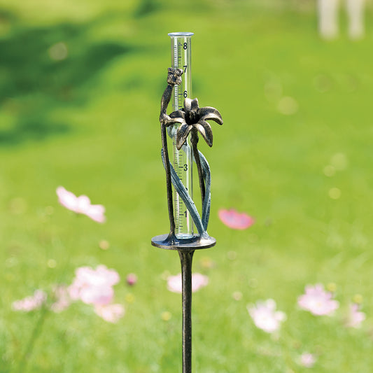 Flower And Bee Rain Watcher Garden Stake
