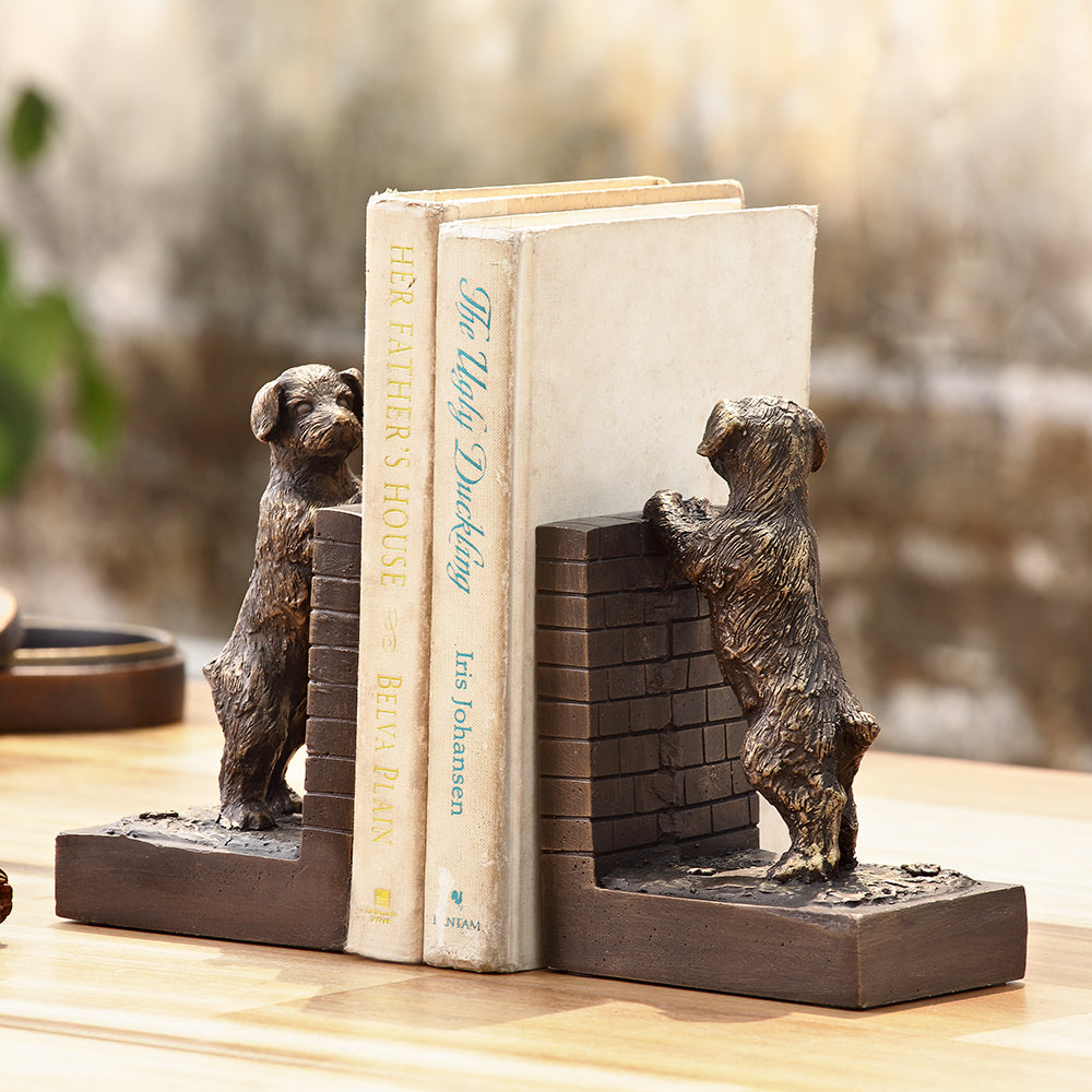 Perky Peeking Puppy Bookends