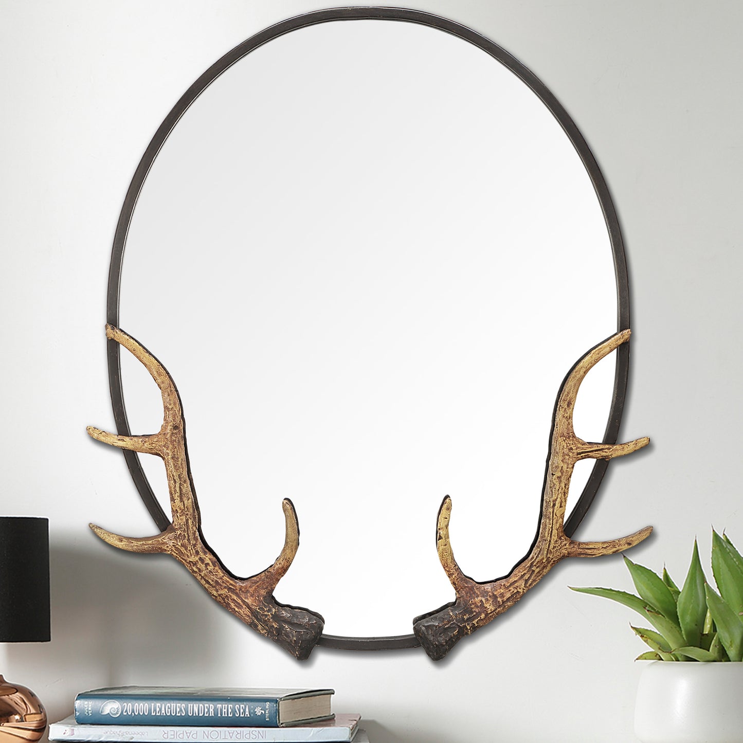 Antler Oval Mirror