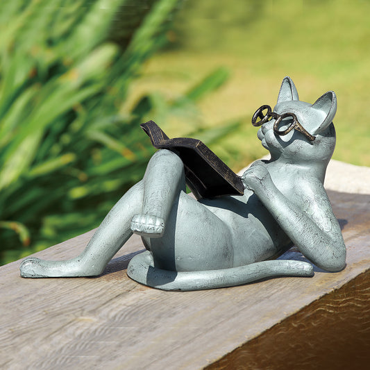 Literary Cat Garden Sculpture