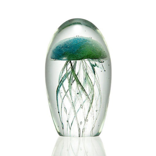 Art Glass Teal And Green Jellyfish
