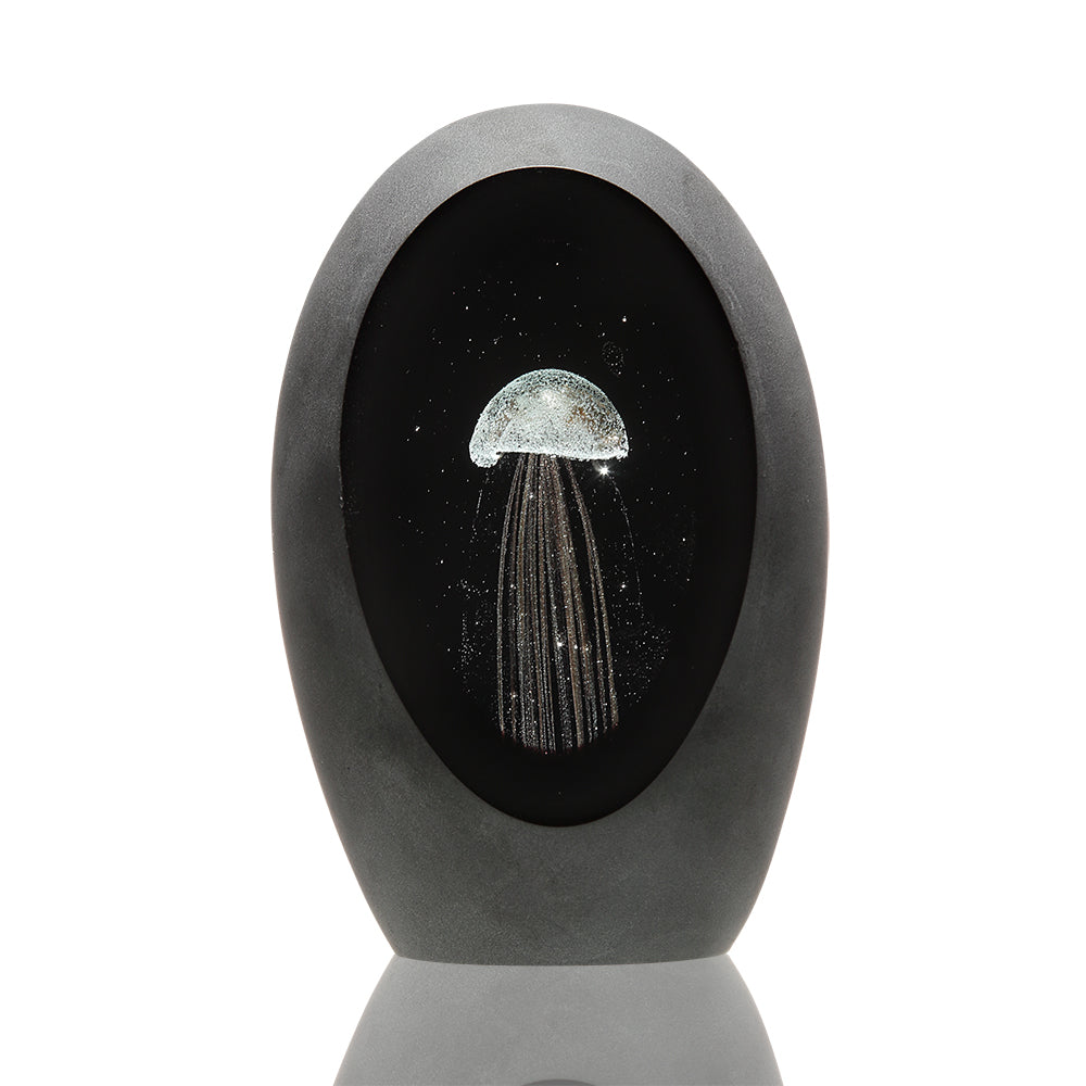 Art Glass Gold Jellyfish With Black Background