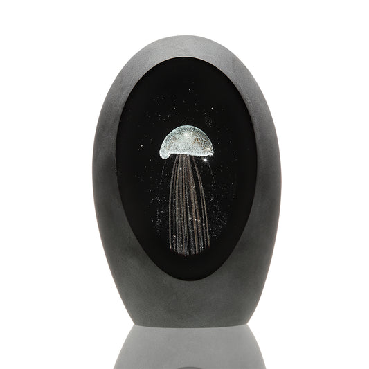 Art Glass Gold Jellyfish With Black Background