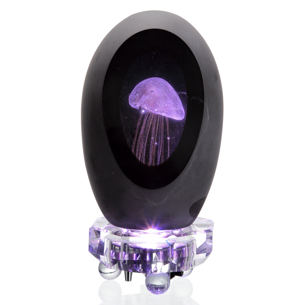 Art Glass Gold Jellyfish With Black Background