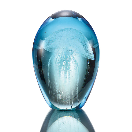 Art Glass Blue Mist Jellyfish 4.5 In Glow In The Dark
