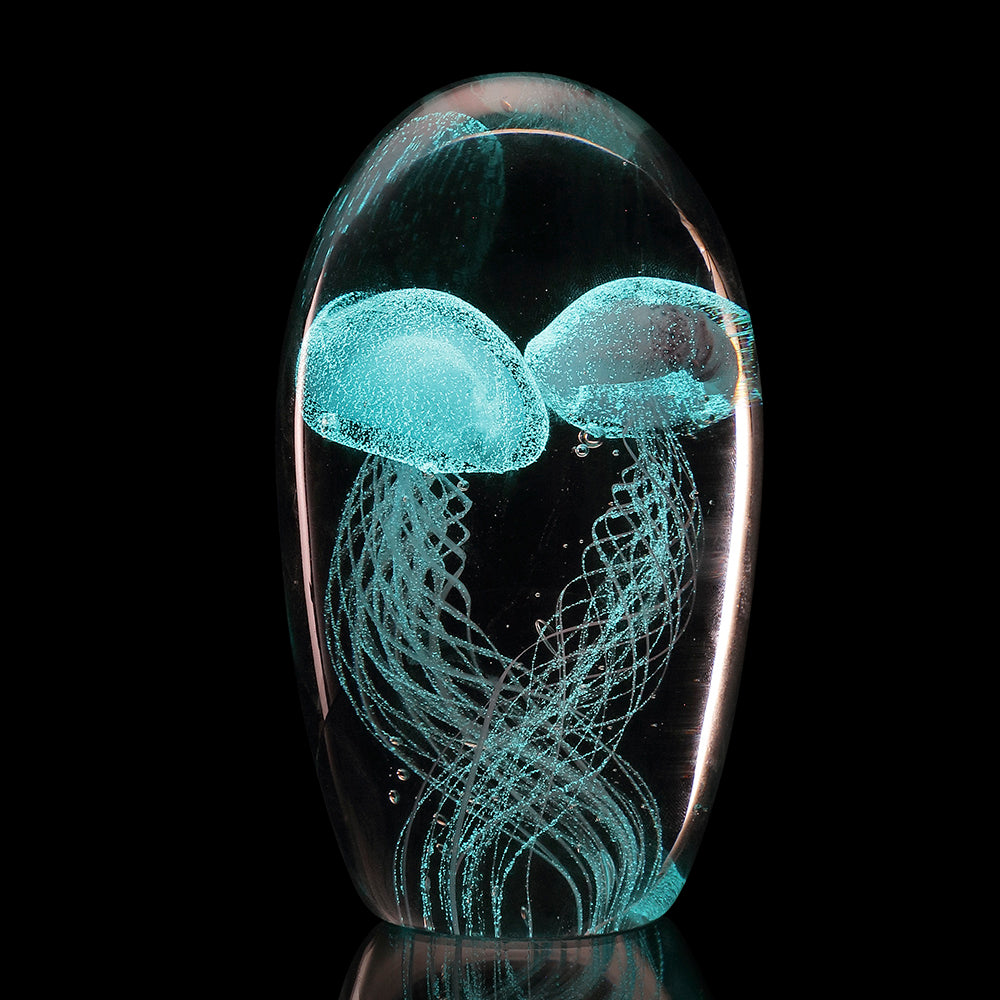 Art Glass Jellyfish Rivals (Blue And Purple) glow In The dark