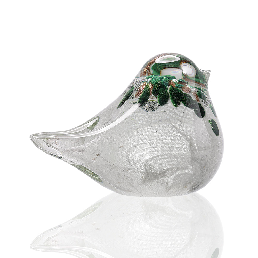 Art Glass Green Feather Bird