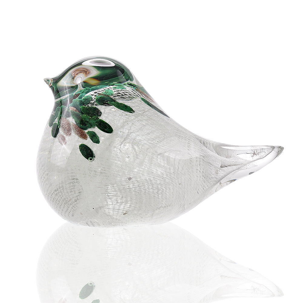 Art Glass Green Feather Bird