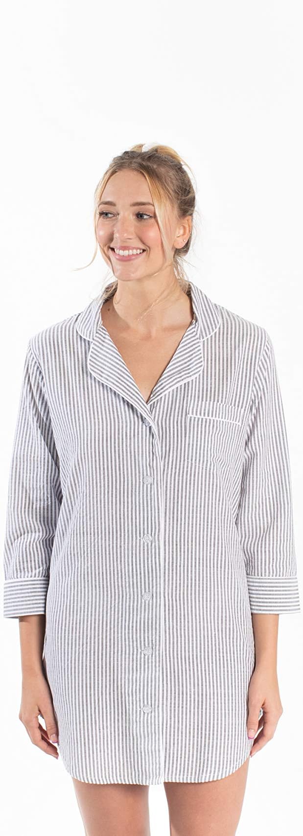 Seersucker Button Down Sleep Shirt