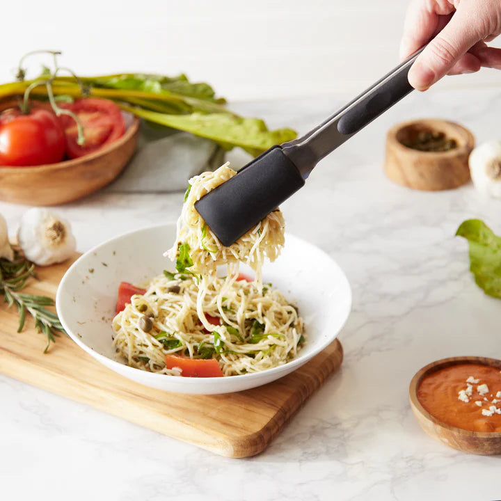 Square Silicone Tip Tongs - 9 In - Black