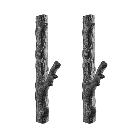 Brown Cast Iron Tree Branch Wall Mount Coat Hooks