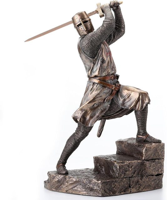 Knights Templar On Stairs Slashing With Two Handed Sword