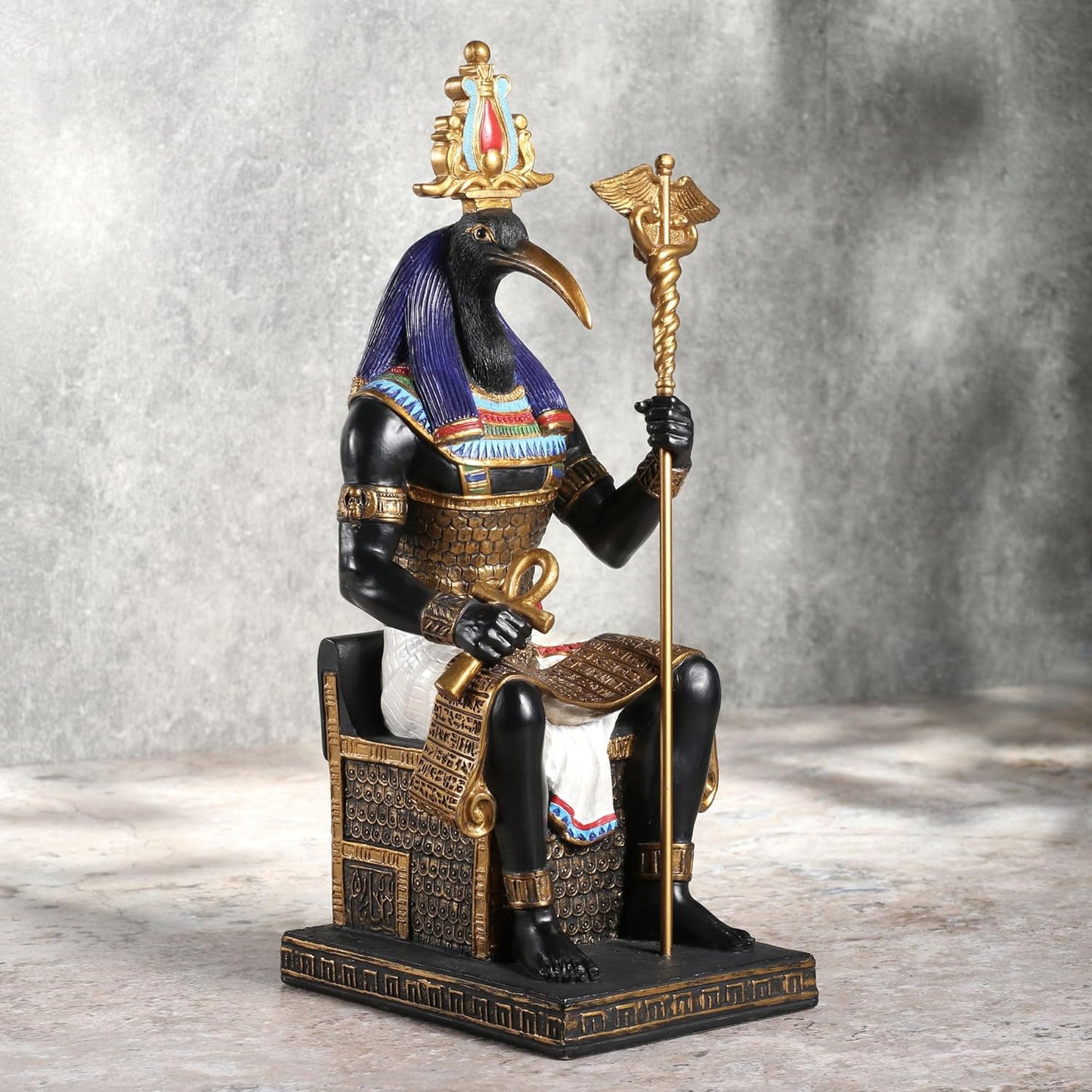 Thoth The Egyptian God Of Wisdom Sitting In His Throne