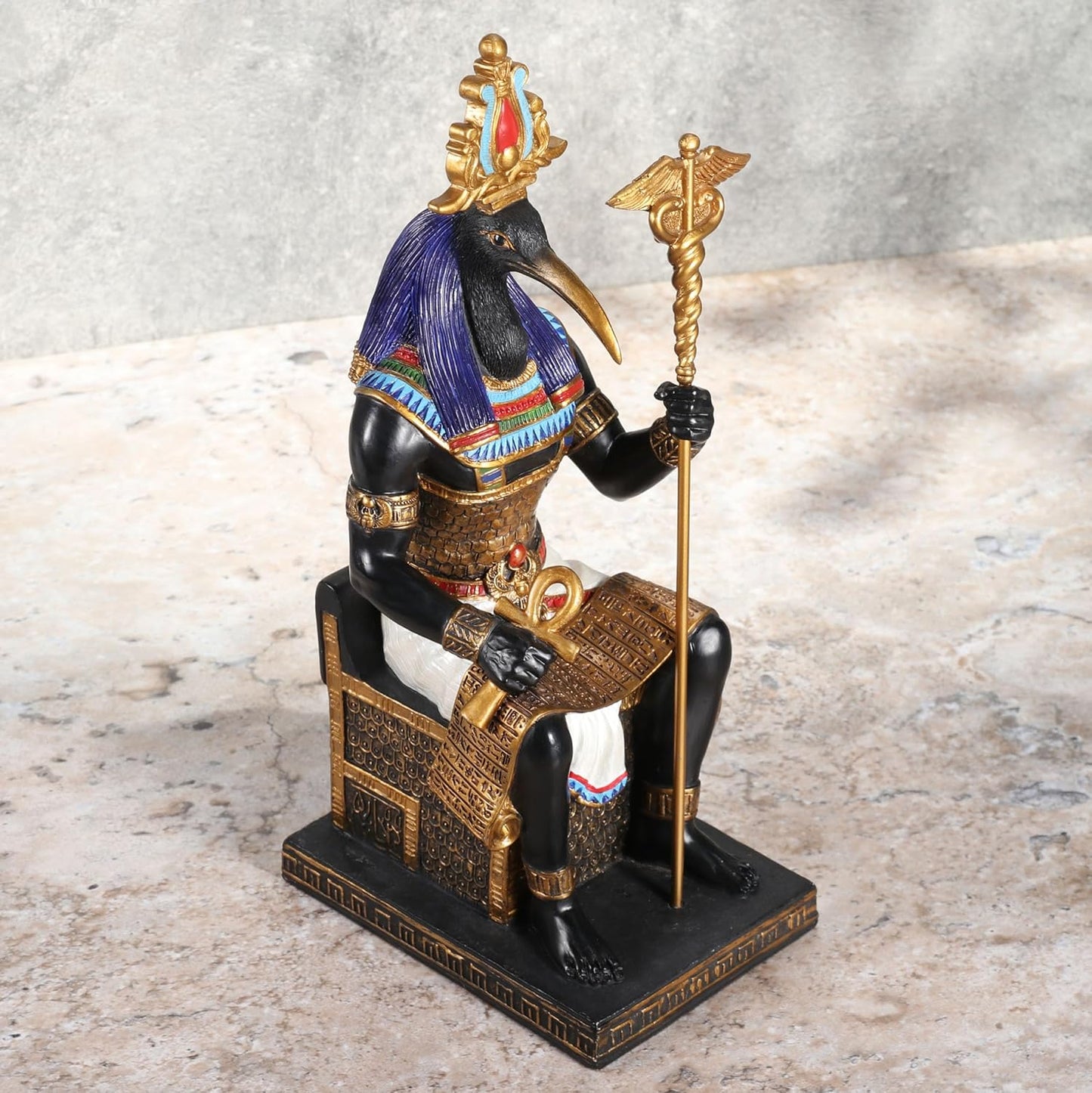 Thoth The Egyptian God Of Wisdom Sitting In His Throne