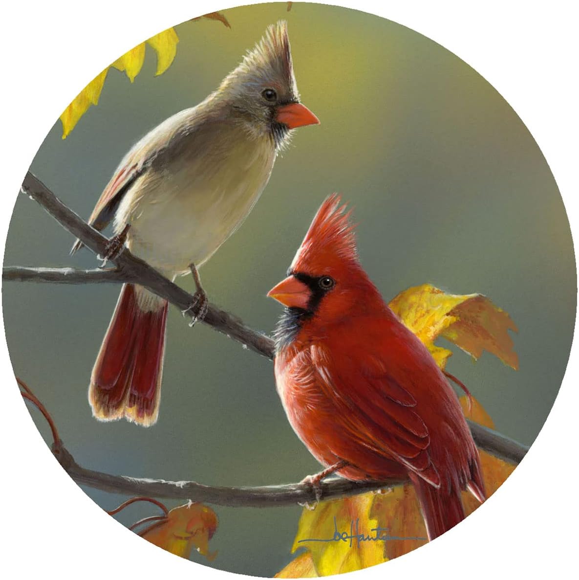 Silicone Golden Morning Cardinals 8Inch Non-Slip Trivet