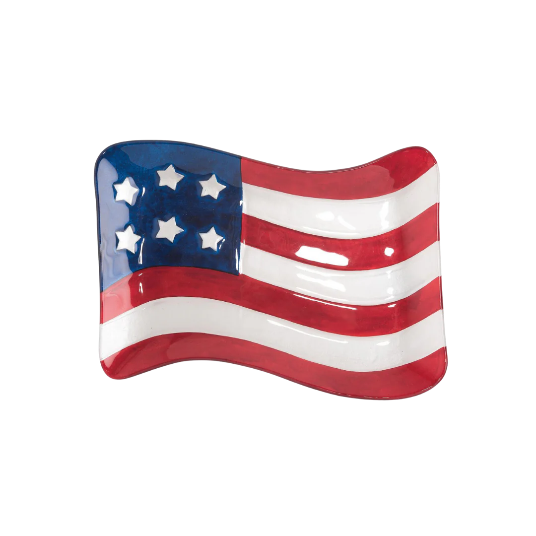 Fused Glass American Flag Plate