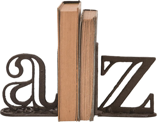 Cast Iron A & Z Bookend Set Of 2