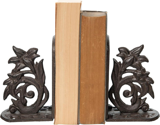 Cast Iron Flower Bookend Set Of 2