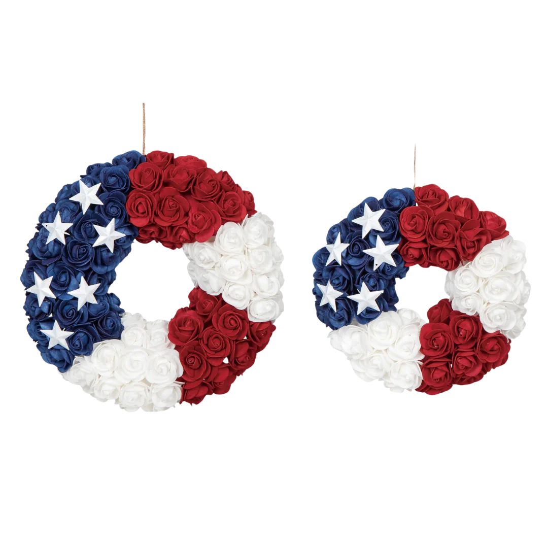 Mini Styro Silk Rose Americana Wreath Set Of 2