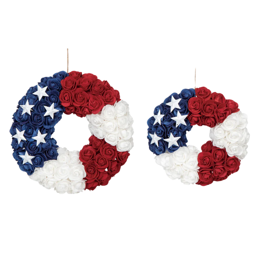 Mini Styro Silk Rose Americana Wreath Set Of 2
