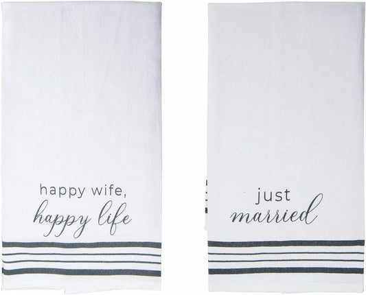 Fabric Just Married Tea Towels Set Of 2