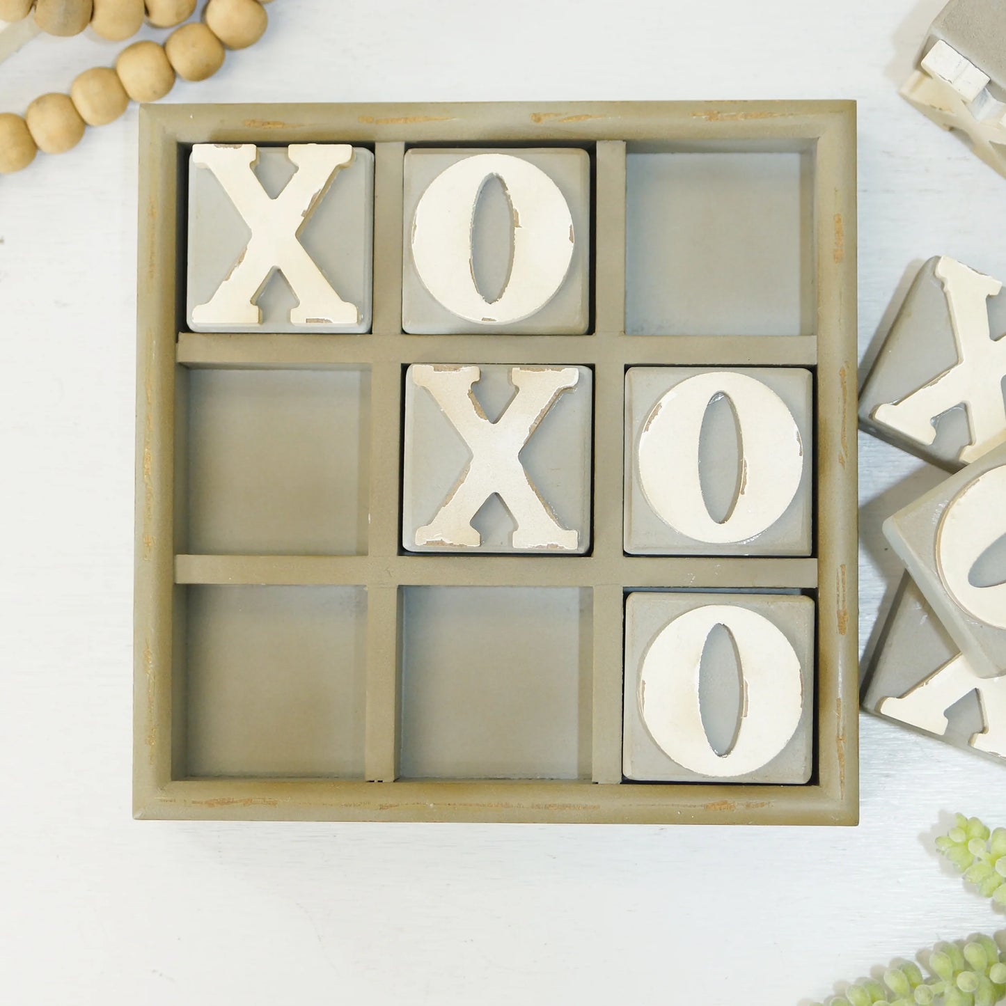 Wood Table Tic Tac Toe Game