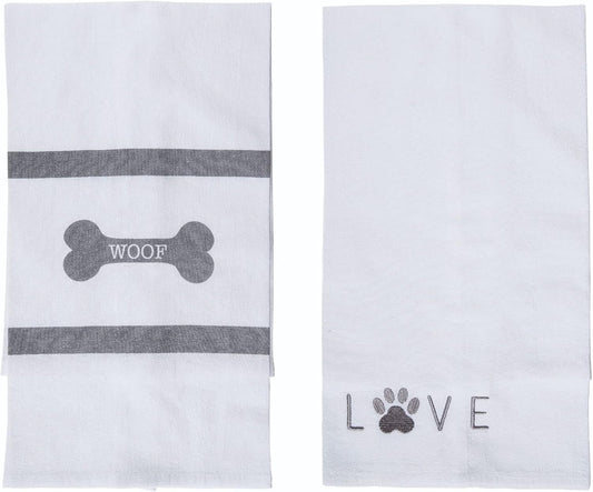 Cotton Love/Woof Tea Towels Set Of 2