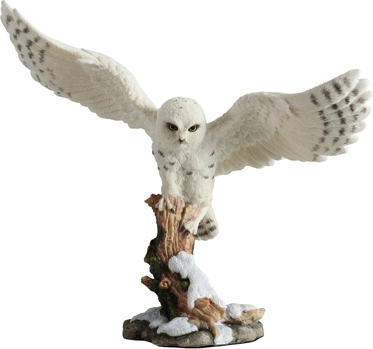 Snowy Owl Spread Wings Perching On Branch