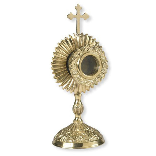 6" Brass Sacred Vessel Host Container With Budded Cross