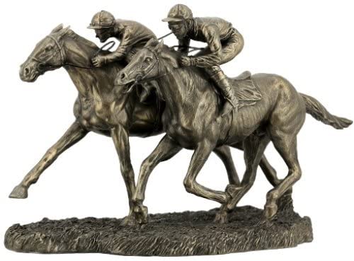 Two Jockeys Racing Cold Cast Bronze Finish