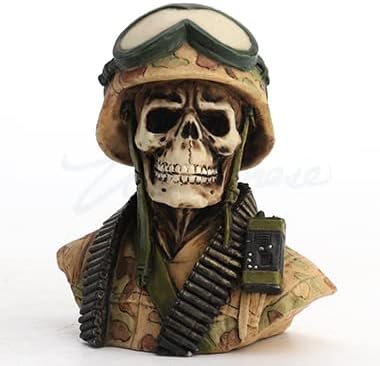 Military Skeleton Half Bust Polystone Miniature Sculpture