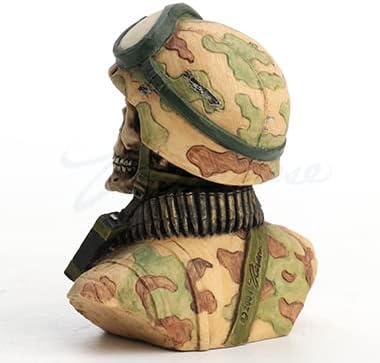 Military Skeleton Half Bust Polystone Miniature Sculpture