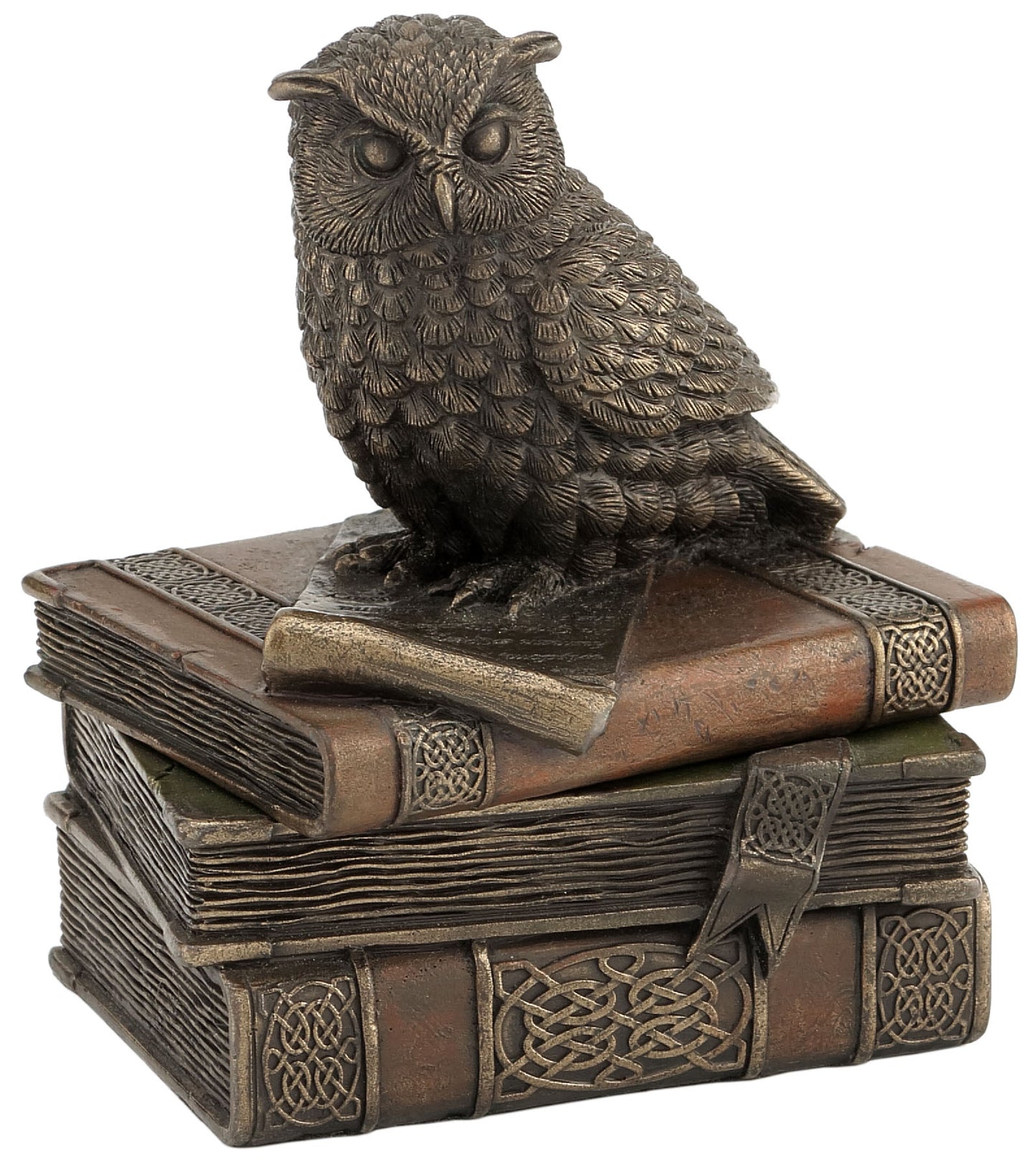 Collared Scopes Owl On Books Trinket Box